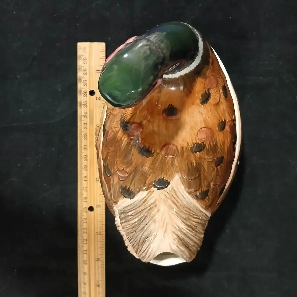 Fitz and Floyd Pheasant Bird Covered Quail Pheasant Gravy Boat Covered Dish 1990